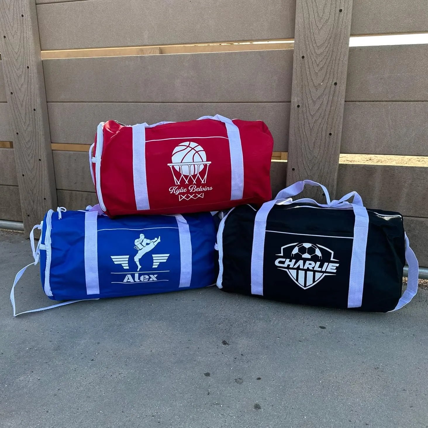 Personalized Sport/Gym Roll Duffel Bag - Football Black 18"