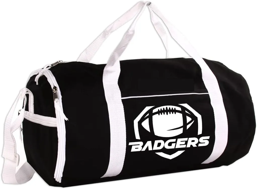Personalized Sport/Gym Roll Duffel Bag - Football Black 18"
