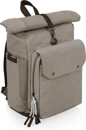 PICNIC TIME Carmel Roll Top Backpack Cooler, Canvas Insulated Cooler Backpack Bag for Lunch and Hiking, Portable Beach Cooler Bag, Picnic Bag