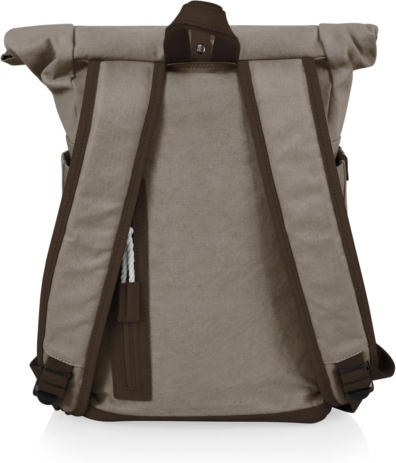 PICNIC TIME Carmel Roll Top Backpack Cooler, Canvas Insulated Cooler Backpack Bag for Lunch and Hiking, Portable Beach Cooler Bag, Picnic Bag