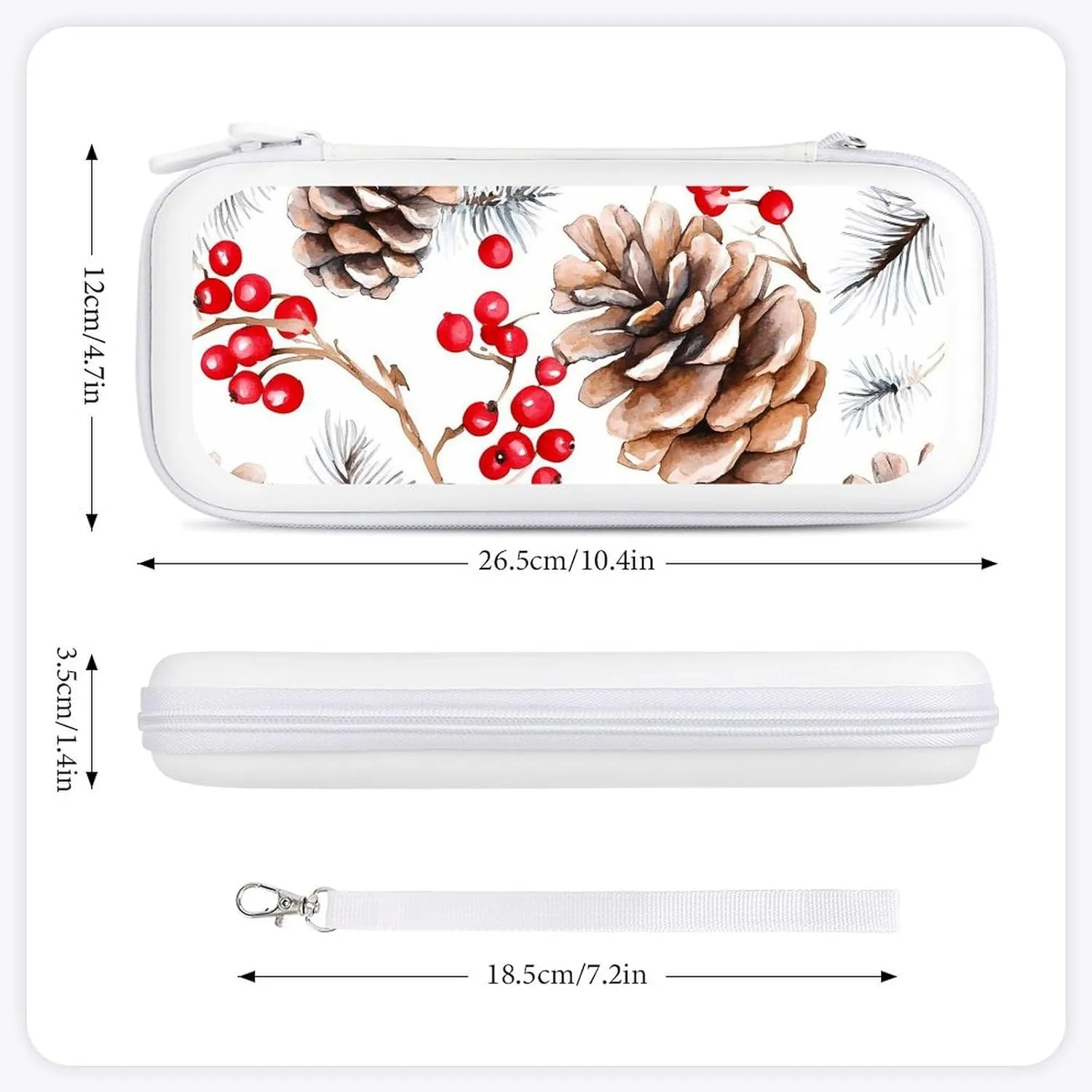 Pine Cones And Berries Compatible with Switch Carrying Case Hard Travel Game Bag Pouch with 15 Games Accessories