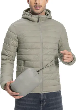 Pioneer Camp Mens Lightweight Packable Puffer Jacket Hooded Insulated Thermal Puffy Winter Jackets for Running Travel