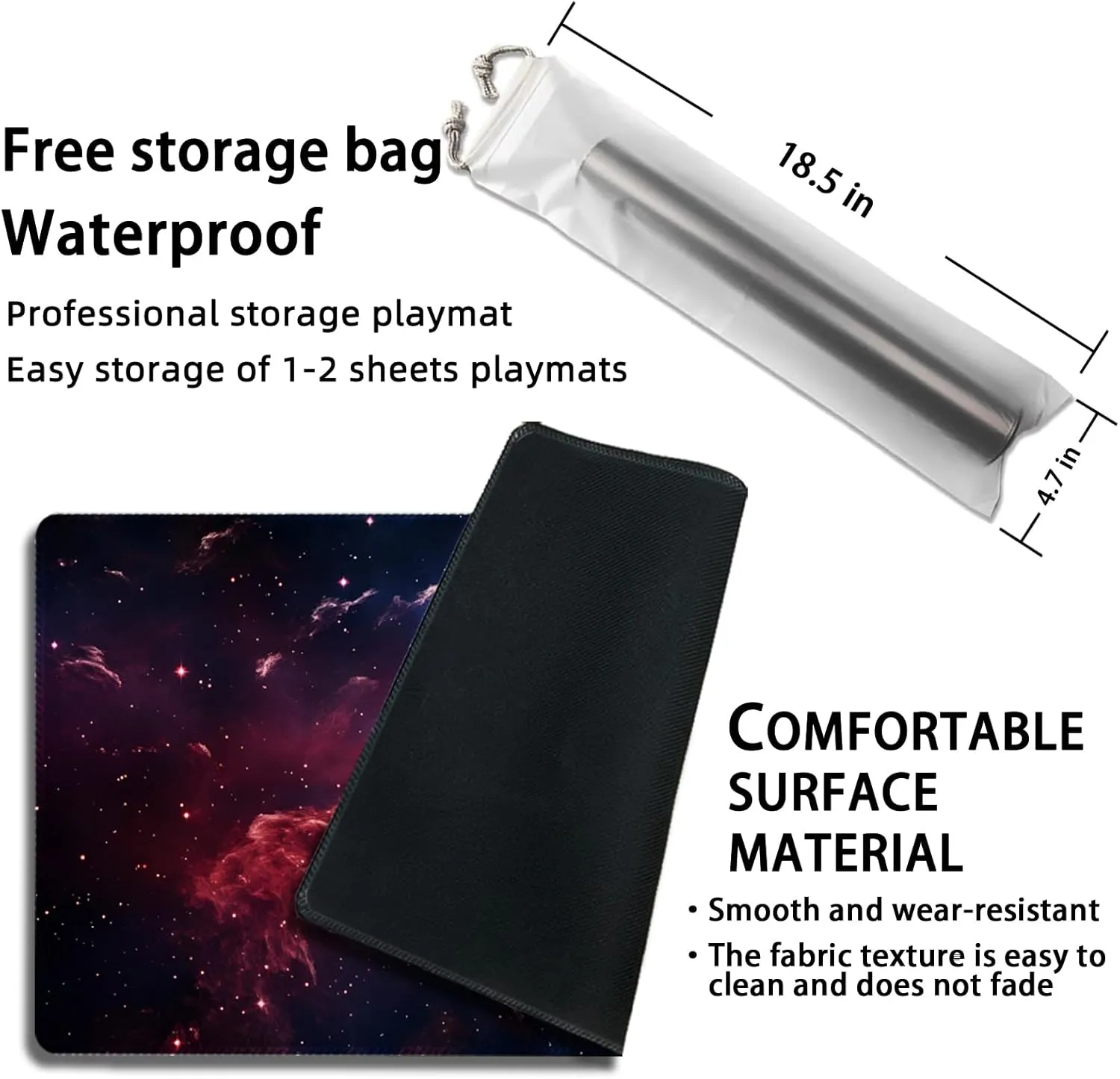 Playmat for MTG, with Free Storage Bags,Game Mat 24 x 14 inches, TCG and Board Game Mat for Cards,Mousepad Desk Mats (Magic Starry Sky2-Regular)