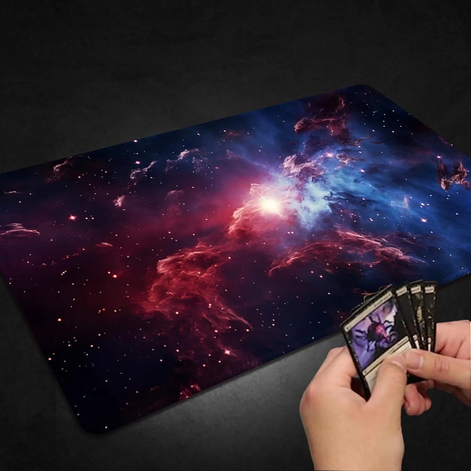 Playmat for MTG, with Free Storage Bags,Game Mat 24 x 14 inches, TCG and Board Game Mat for Cards,Mousepad Desk Mats (Magic Starry Sky2-Regular)