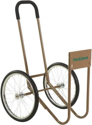 Plow & Hearth Rolling Wood Caddy | Heavy-Duty Steel Wood Cart | Large Rubber Wheels | Galvanized Steel Frame | Lifetime-Quality | Hauls up to 150 lbs. | Use Outdoors & on Stairs | 28"L x 26"W x 43"H