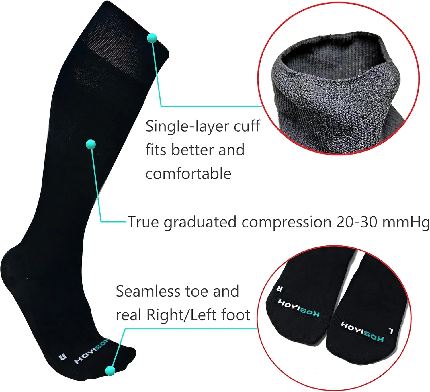 Plus Size Compression Knee High Socks, Wide Calf Extra Large for Men and Women, Comfortable Cotton