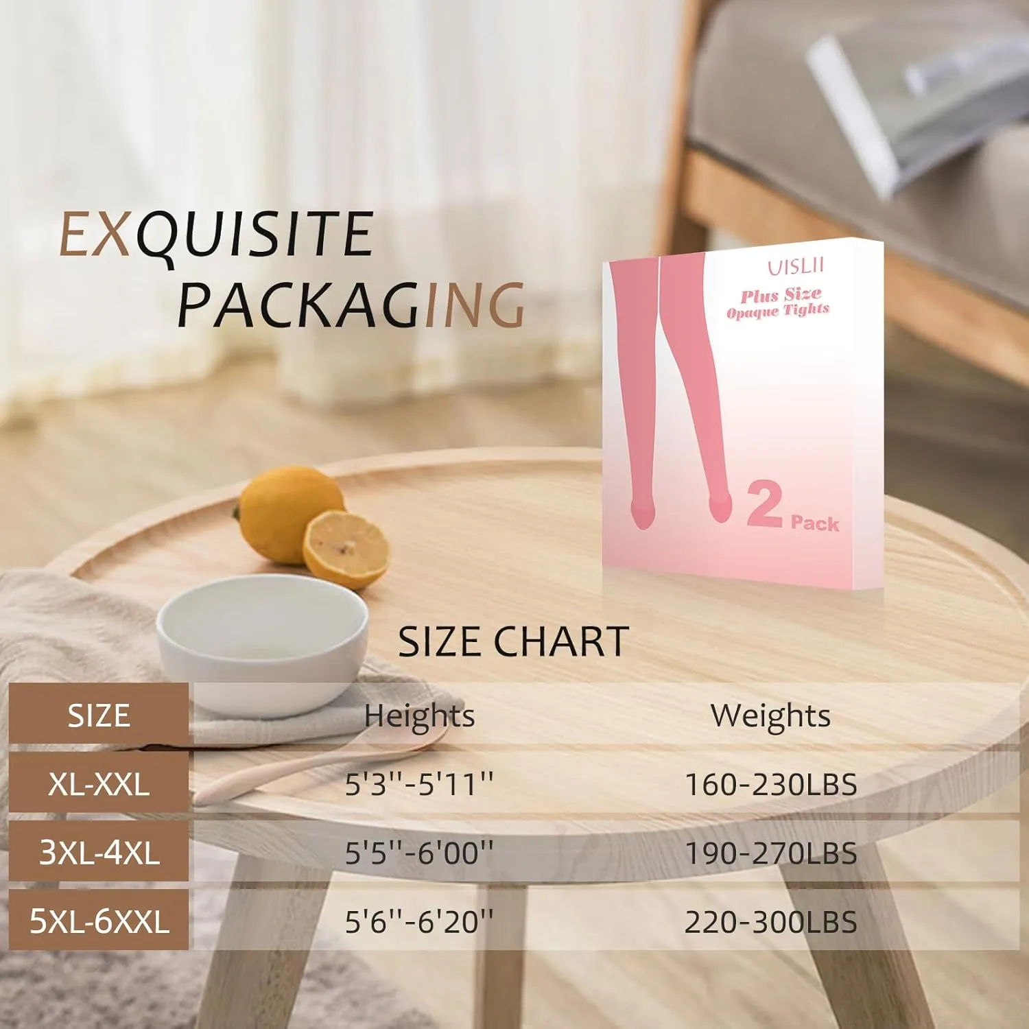 Plus Size Tights for Women,2 pairs 80D Semi Opaque Tights women,Solid Color Soft High Waist Stockings Size Up to 6XL.