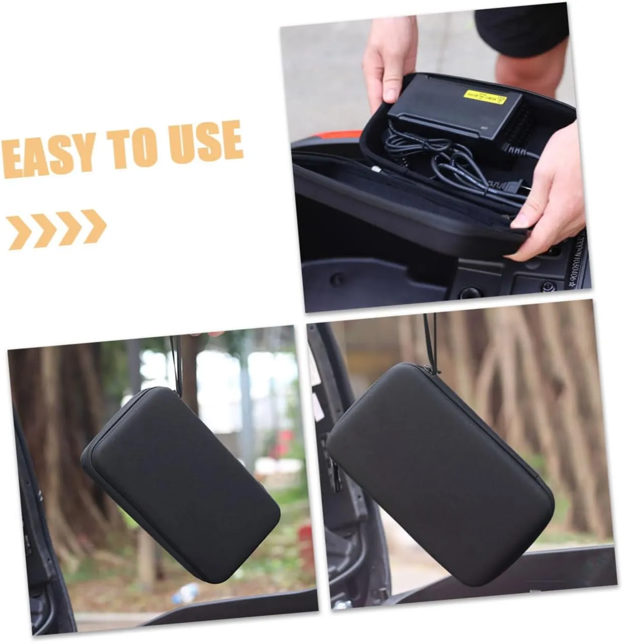 POPETPOP Electric Vehicle Charger Bag Portable Organizer for Bike Accessories Durable Hard Shell Shockproof Design for Cables and Chargers Convenient Storage