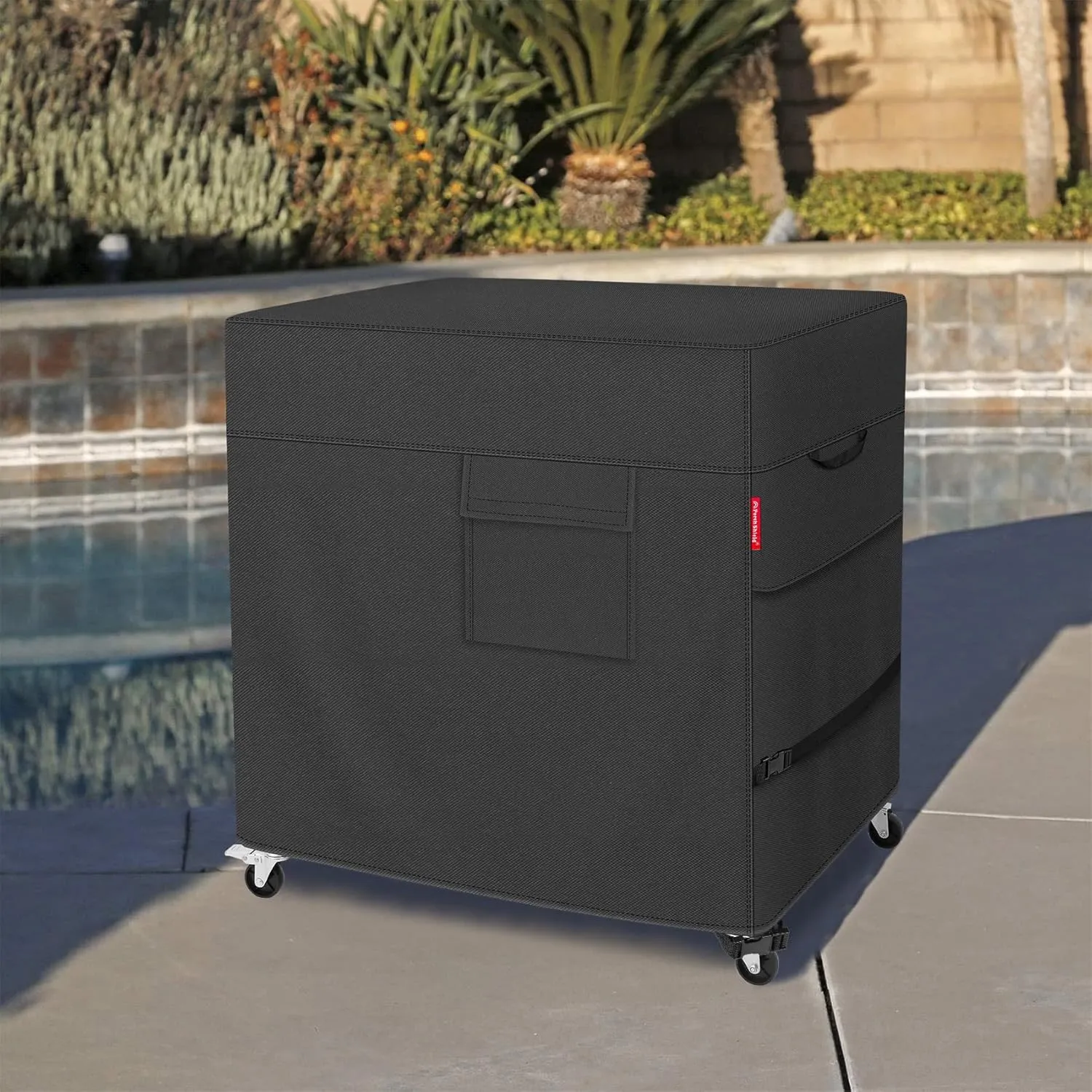 Porch Shield Waterproof Rolling 80-100 Qt Cooler Cart Cover Fits Most Patio Ice Chest Party Cooler (Black, 36"L x 20"W x 32"H)