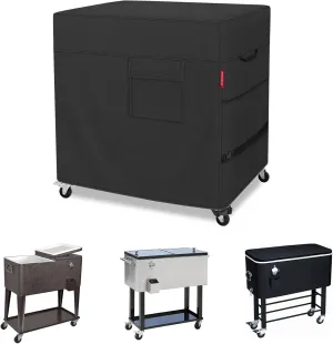 Porch Shield Waterproof Rolling 80-100 Qt Cooler Cart Cover Fits Most Patio Ice Chest Party Cooler (Black, 36"L x 20"W x 32"H)