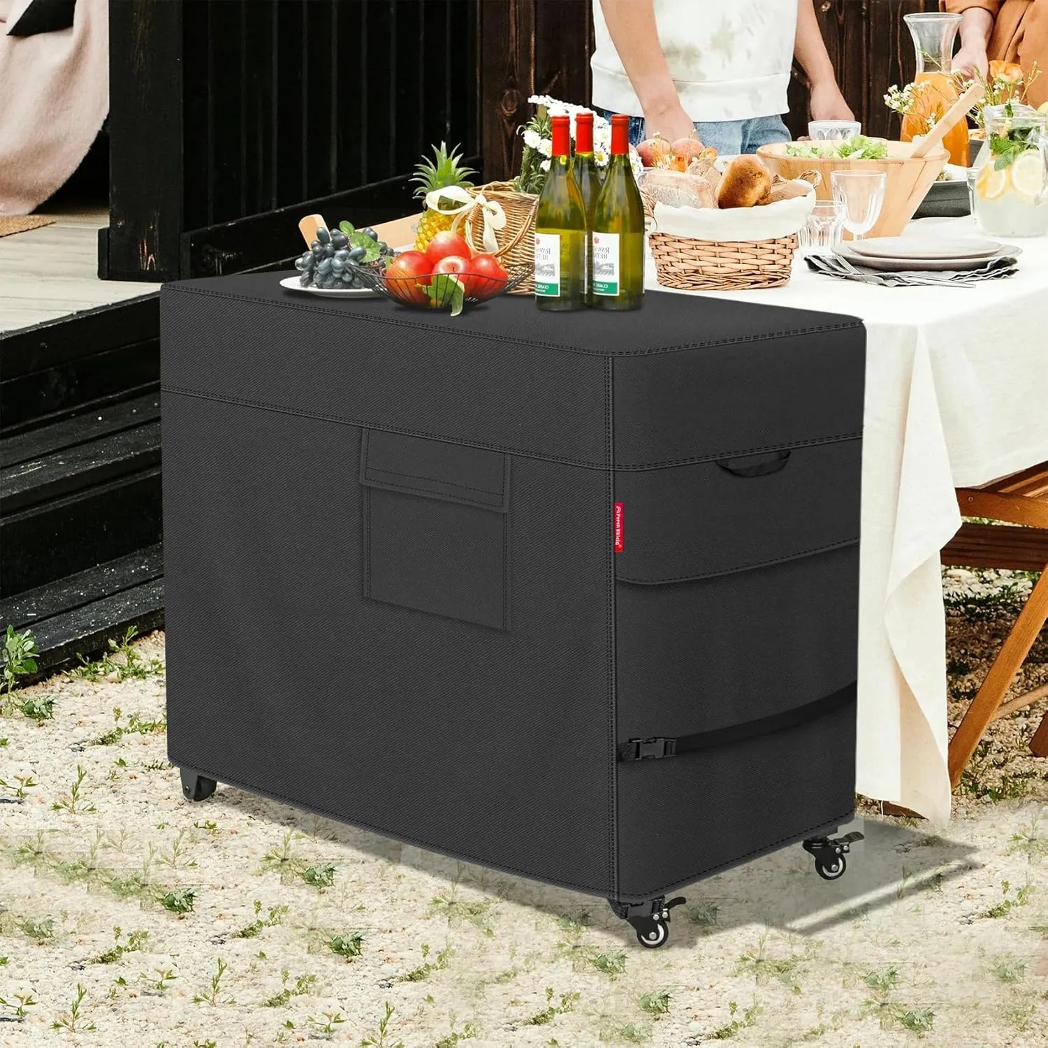 Porch Shield Waterproof Rolling 80-100 Qt Cooler Cart Cover Fits Most Patio Ice Chest Party Cooler (Black, 36"L x 20"W x 32"H)