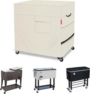 Porch Shield Waterproof Rolling 80-100 Qt Cooler Cart Cover Fits Most Patio Ice Chest Party Cooler (Light Tan, 40"L x 20"W x 32"H)
