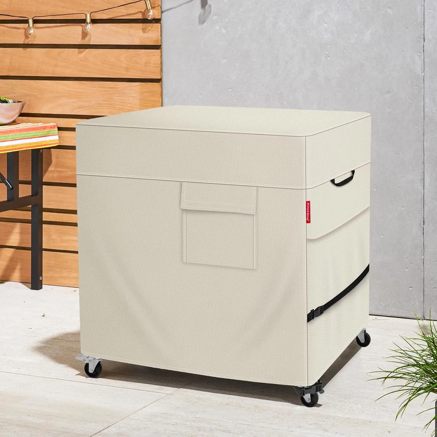Porch Shield Waterproof Rolling 80-100 Qt Cooler Cart Cover Fits Most Patio Ice Chest Party Cooler (Light Tan, 40"L x 20"W x 32"H)