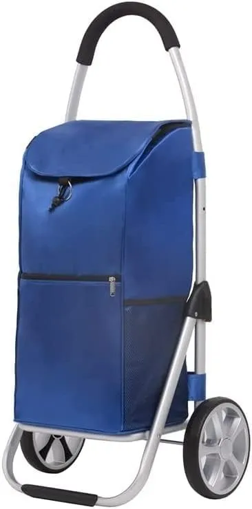 Portable Foldable Aluminum Alloy with Removable Shopping Bag Luggage Cart Home Trolley Climbing Grocery Trolley (C)