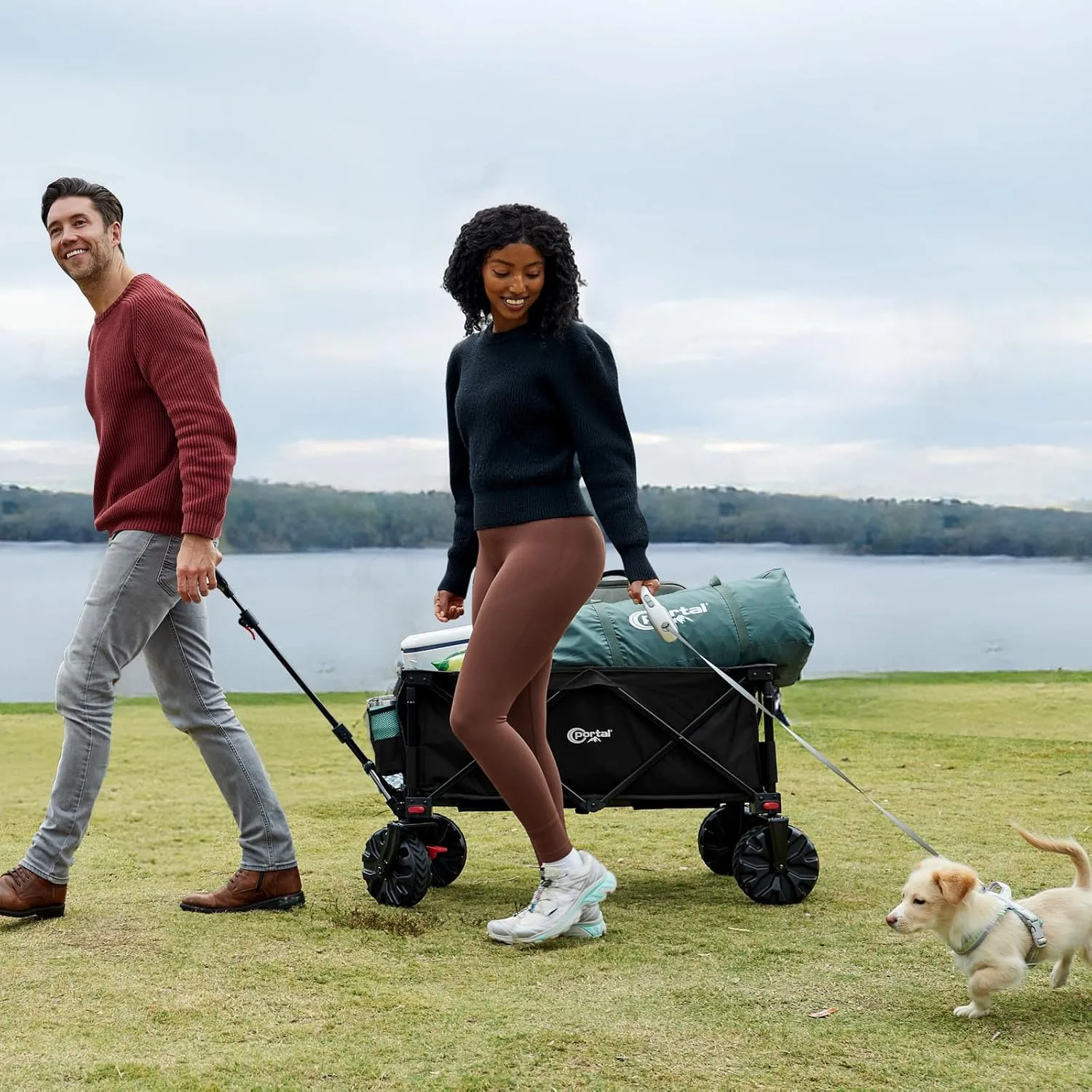 PORTAL Heavy-Duty Folding Wagon Cart, Large Collapsible Utility Wagon with All-Terrain Wheels for Beach, Camping, Garden & Grocery