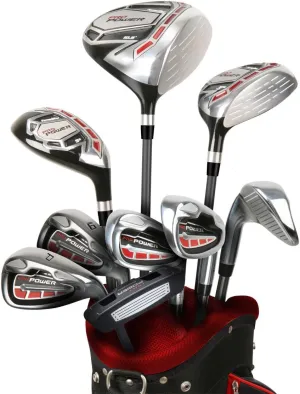 Powerbilt Pro Power Complete Golf Set for Men with Cart Bag, Right & Left Handed (Graphite Shafts in All Woods, Irons and Wedge)