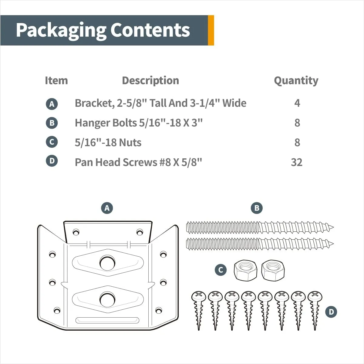 POWERTEC Surface Mount Corner Brackets 4PK w/Mounting Hardware, Corner Braces for Desk Legs/Coffee Table/Dining Table/Bench Legs (71428)