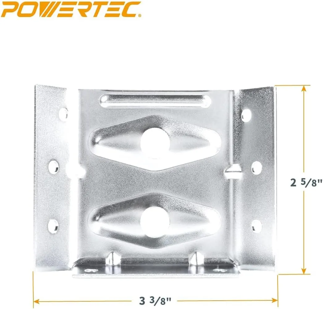 POWERTEC Surface Mount Corner Brackets 4PK w/Mounting Hardware, Corner Braces for Desk Legs/Coffee Table/Dining Table/Bench Legs (71428)