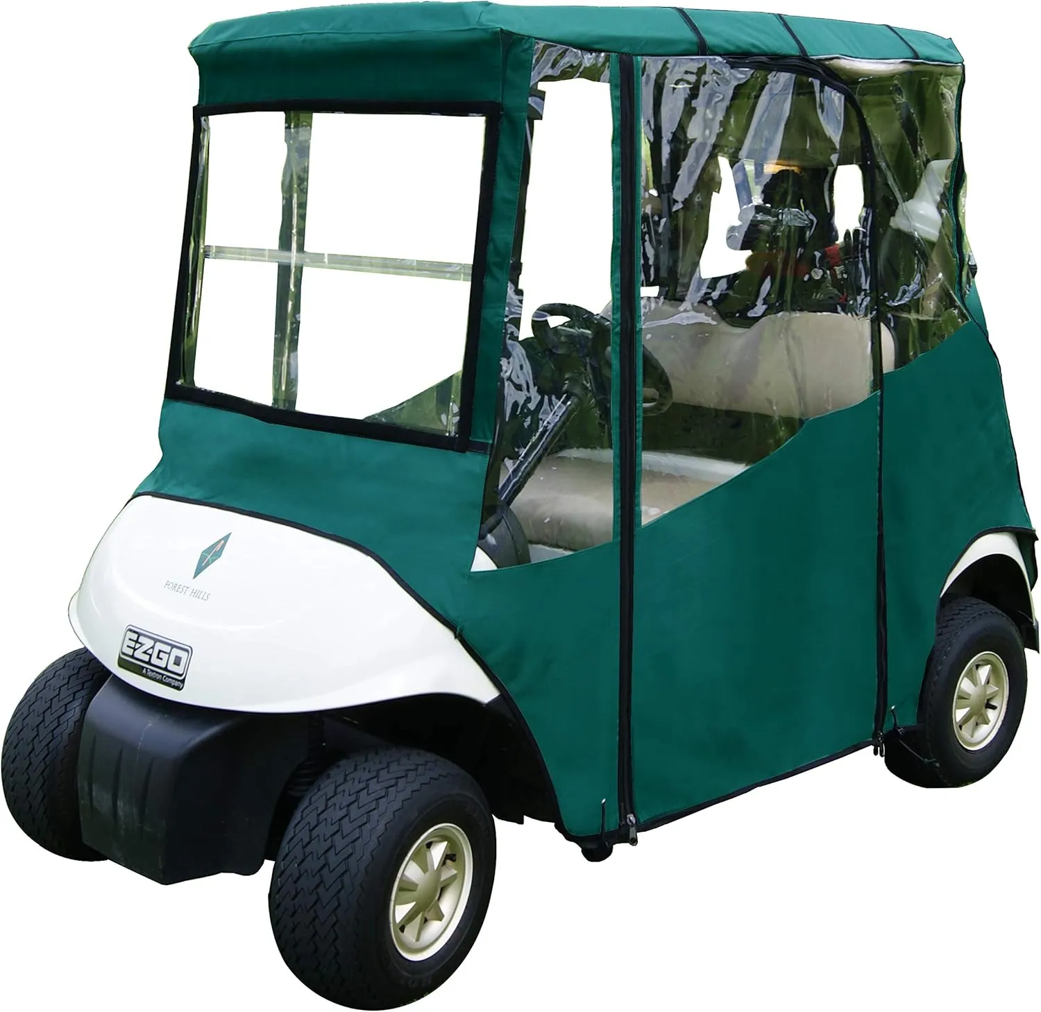 Premium Golf Cart Cover – Universal Portable & Drivable 4-Sided Black Golf Cart Cover – Club Car/EZGO RXV, TXT, EZGO Golf Cart Cover (60” L X 44” W)