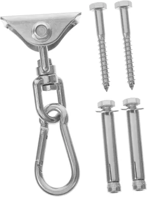 PRETYZOOM 360 Swivel Swing Hangers Hammock Hanging Kit Rotating Hooks for Easy Setup Concrete Wooden Ceilings for Gym Swings and Hammocks