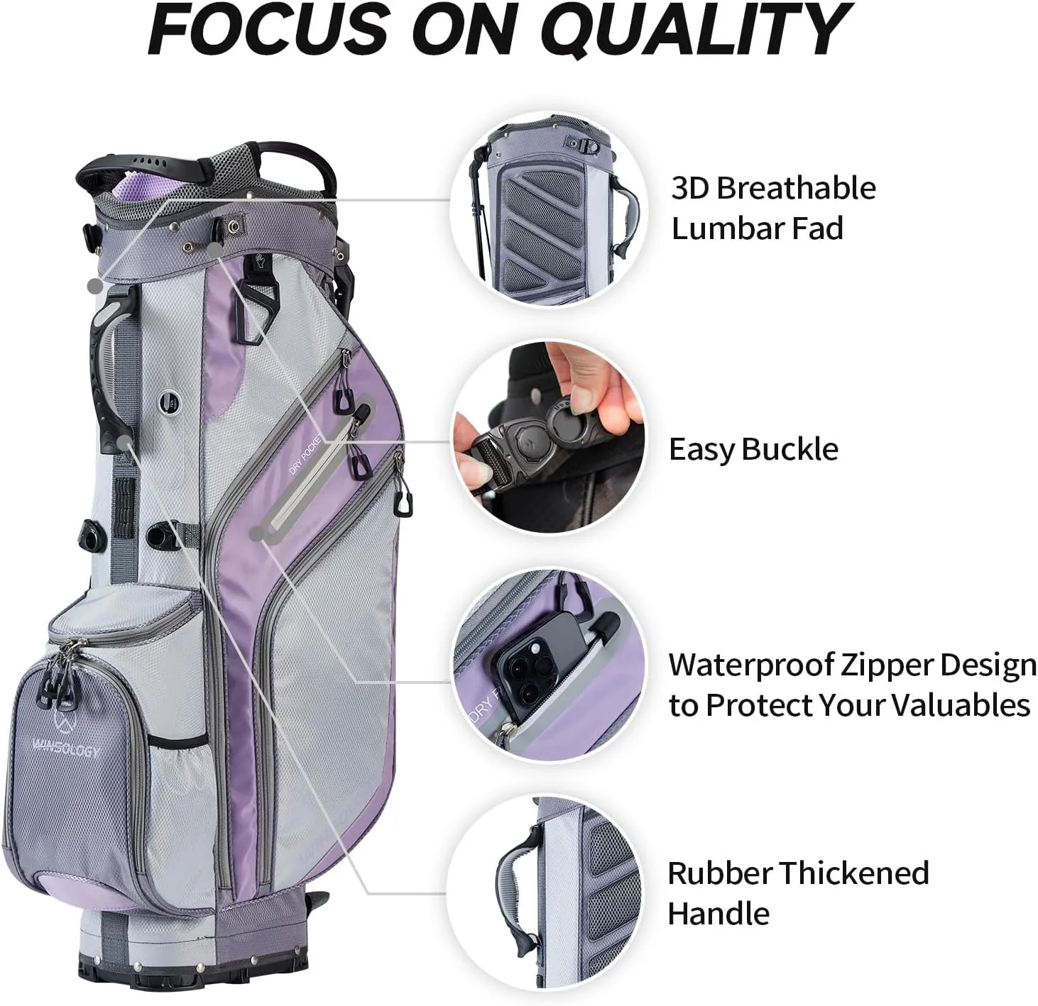 Pro Golf Stand Bag, 14 Way Top with Full Length Dividers, Lightweight Carry Bag with Dual Straps, Ergonomic Back Support, 10 Pockets with Cooler & Waterproof Pocket, for Men and Women