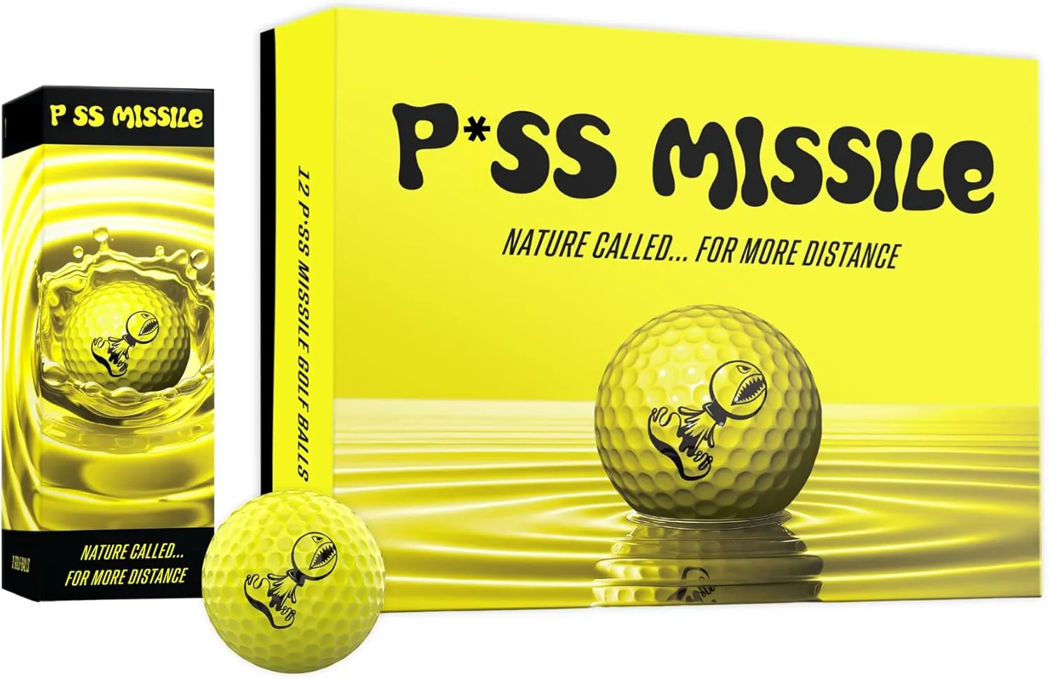 P*SS M*SSLE Golf Balls - 4-Piece Design, Surlyn Cover, High Compression Core - Ultimate Distance, Low Spin, Low Trajectory for Straighter Shots, Improved Accuracy - Follows USGA Standards