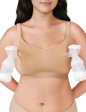 Pumping Bra Hands Free Zip Opening Design Seamless Nursing Bras for Breastfeeding High Support Nursing & Pumping Bra in One