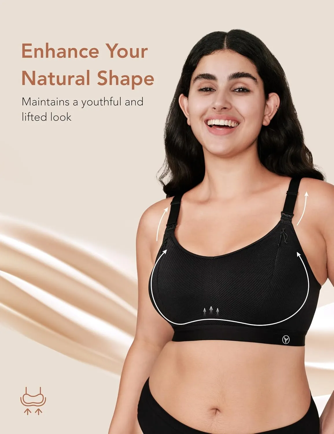 Pumping Bra Hands Free Zip Opening Design Seamless Nursing Bras for Breastfeeding High Support Nursing & Pumping Bra in One
