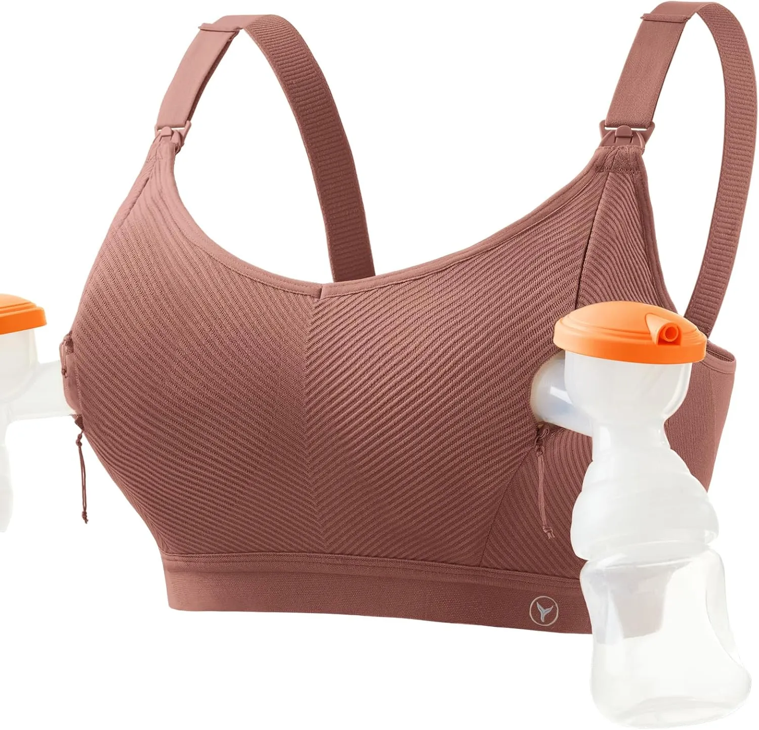 Pumping Bra Hands Free Zip Opening Design Seamless Nursing Bras for Breastfeeding High Support Nursing & Pumping Bra in One