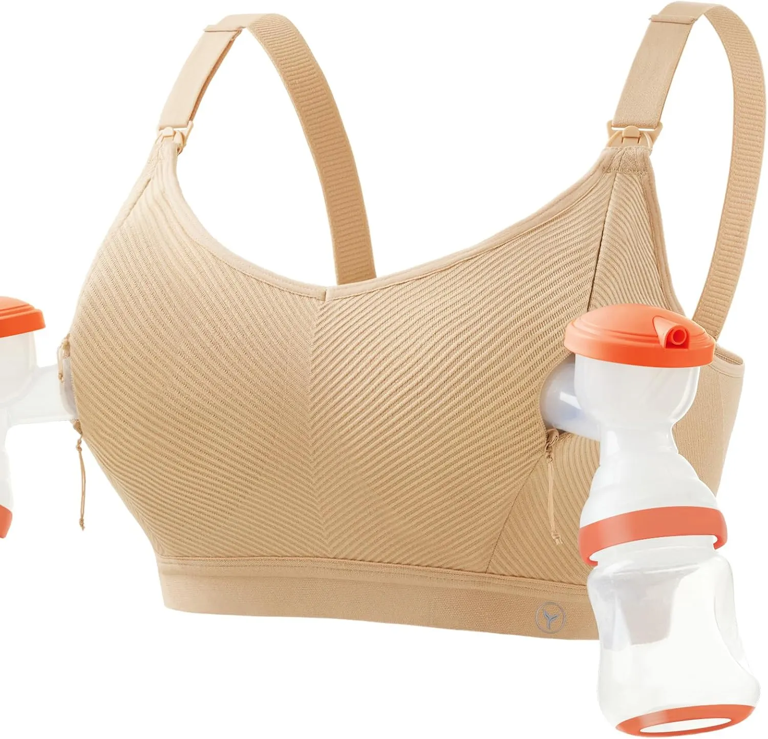 Pumping Bra Hands Free Zip Opening Design Seamless Nursing Bras for Breastfeeding High Support Nursing & Pumping Bra in One