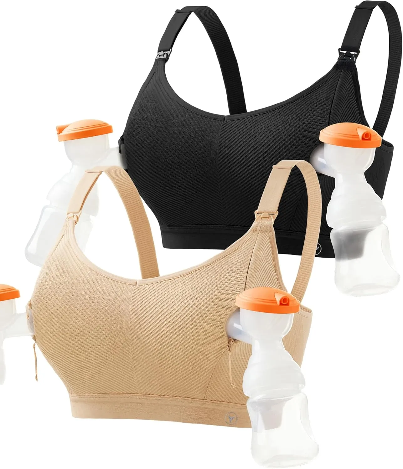 Pumping Bra Hands Free Zip Opening Design Seamless Nursing Bras for Breastfeeding High Support Nursing & Pumping Bra in One
