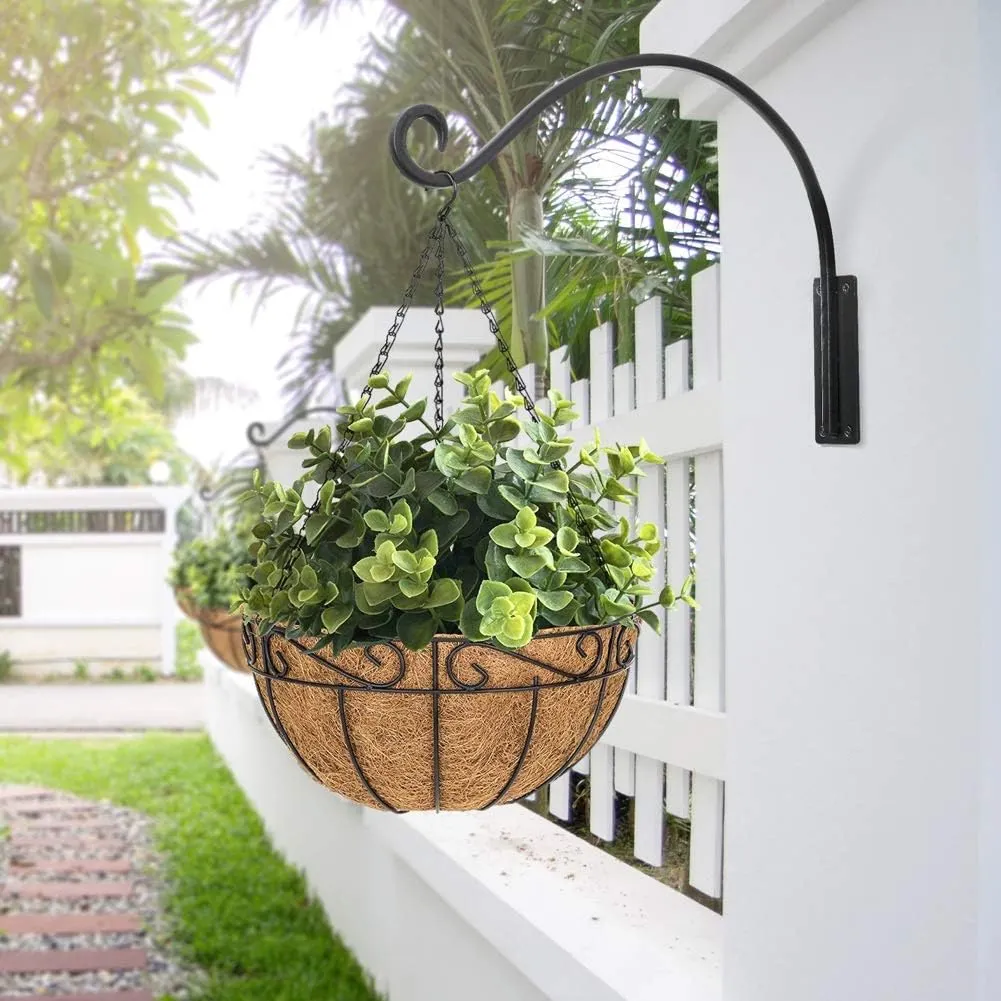 Qiang Ni Heavy-Duty Plant Hanger Outdoor: 16-Inch Hanging Plant Hooks for Outside Baskets - 2 Pieces Wall Mount Plant Bracket for Bird Feeder
