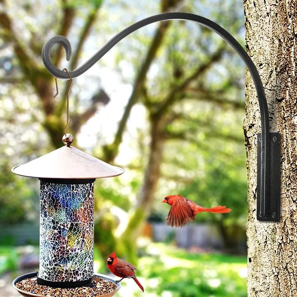 Qiang Ni Heavy-Duty Plant Hanger Outdoor: 16-Inch Hanging Plant Hooks for Outside Baskets - 2 Pieces Wall Mount Plant Bracket for Bird Feeder