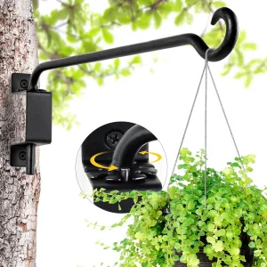 Qiang Ni Plant Hanger Outdoor: 12 Inch Bird Feeder Bracket for Garden Patio Decor - Swivel Adjustable Wall Mount Plant Hook for Hanging Flower Baskets
