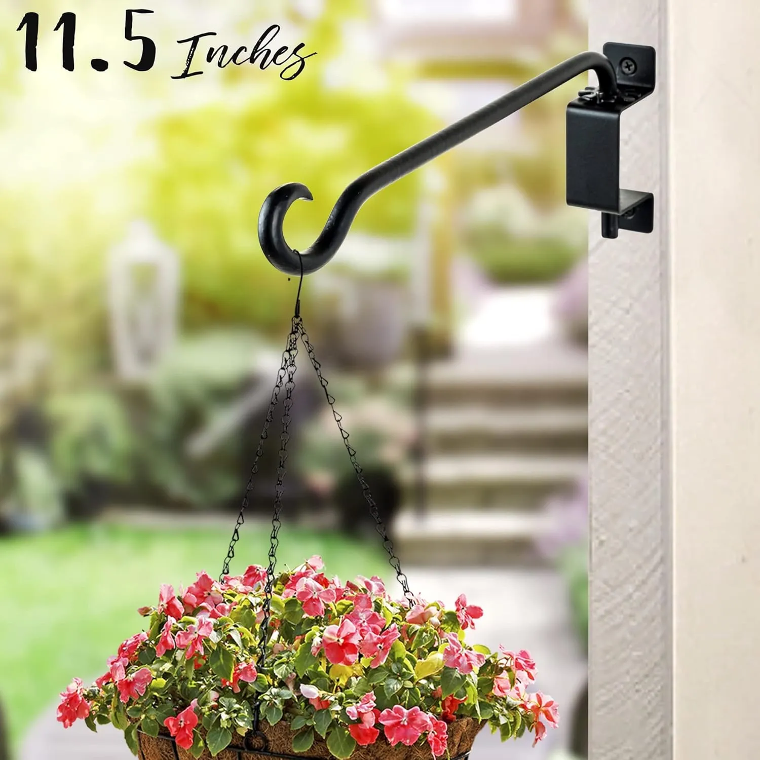 Qiang Ni Plant Hanger Outdoor: 12 Inch Bird Feeder Bracket for Garden Patio Decor - Swivel Adjustable Wall Mount Plant Hook for Hanging Flower Baskets