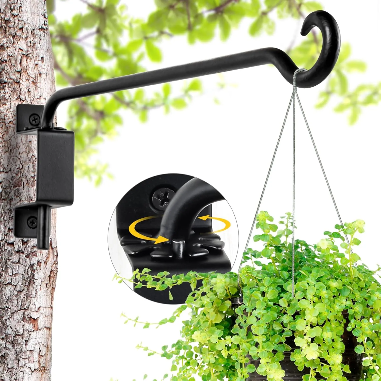 Qiang Ni Plant Hanger Outdoor: 12 Inch Bird Feeder Bracket for Garden Patio Decor - Swivel Adjustable Wall Mount Plant Hook for Hanging Flower Baskets