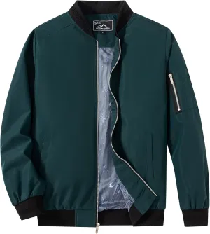 QLZ Men's Bomber Jackets Varsity Flight Jacket For Men Casual Lightweight Windbreaker Windproof Track Puffer Coat