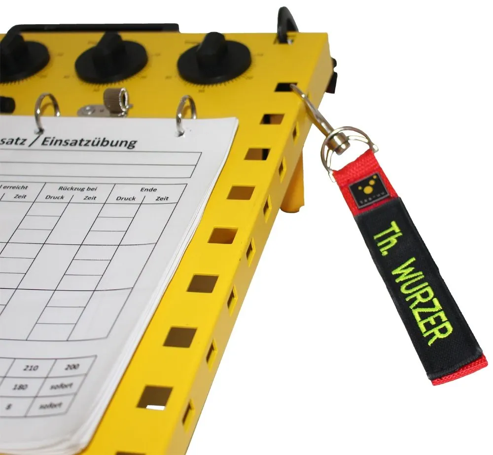 "REMOVE BEFORE FIREFIGHT" hanger