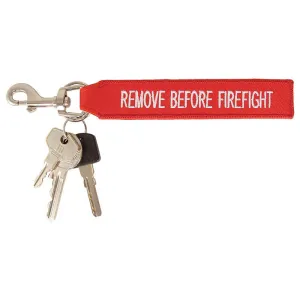 "REMOVE BEFORE FIREFIGHT" hanger