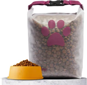(re) zip Roll Top Pet Food Storage Bag (14-Cup) | BPA-Free, Food Grade, Pet Safe | Keeps Kibble Fresh for Camping, Dog Boarding, Weekend Getaways | Machine Washable | Magenta