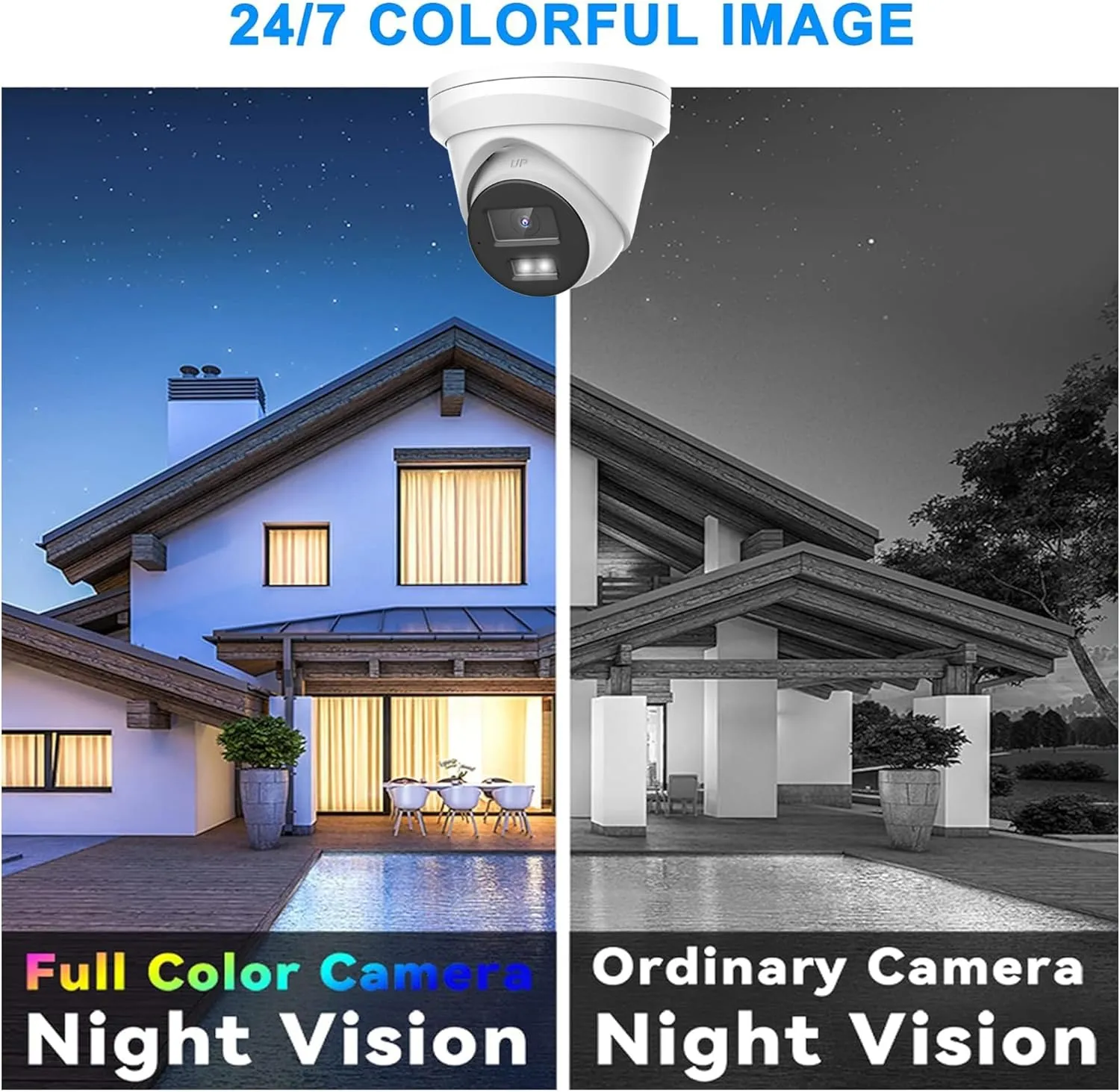 Real HD 4K 8MP Turret Dome POE IP Camera Full Color Night Vision 2.8mm 105° Viewing Angle Indoor Outdoor, WDR, Plug and Play with Hik Vision NVR, Compatible with Blue Iris, Synology