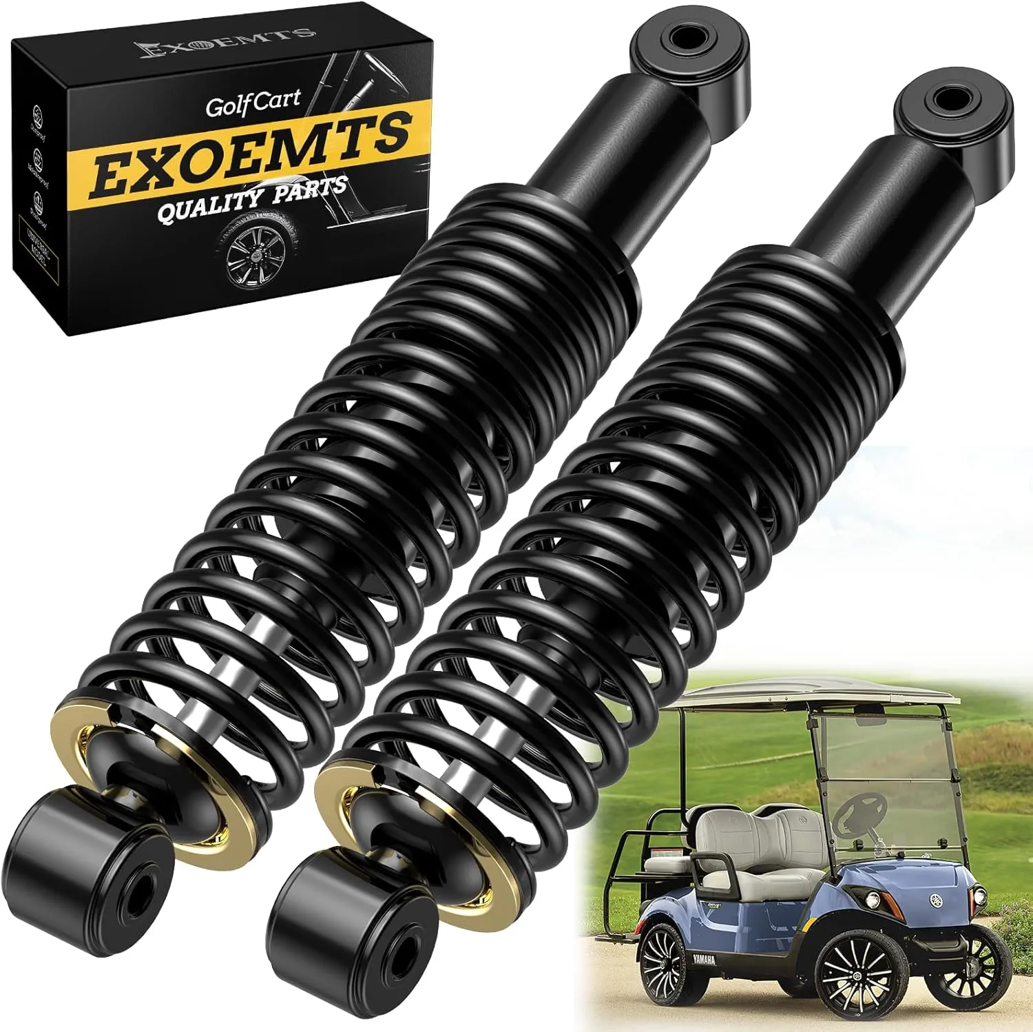 Rear Shock Absorbers for Yamaha Golf Cart, Heavy Duty Golf Cart Rear Shocks with Springs, Fit G14 G16 G19 G20 G22 G29 Gas & Electric 1995-Up, Replace OEM JN4-F2210-00, JN3-F2210-00
