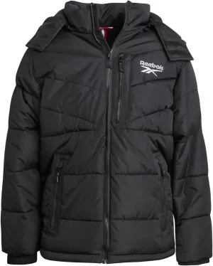 Reebok Boys Puffer Jacket - Heavyweight Weather Resistant Quilted Jacket for Boys - Fleece Insulated Winter Jackets with Hood
