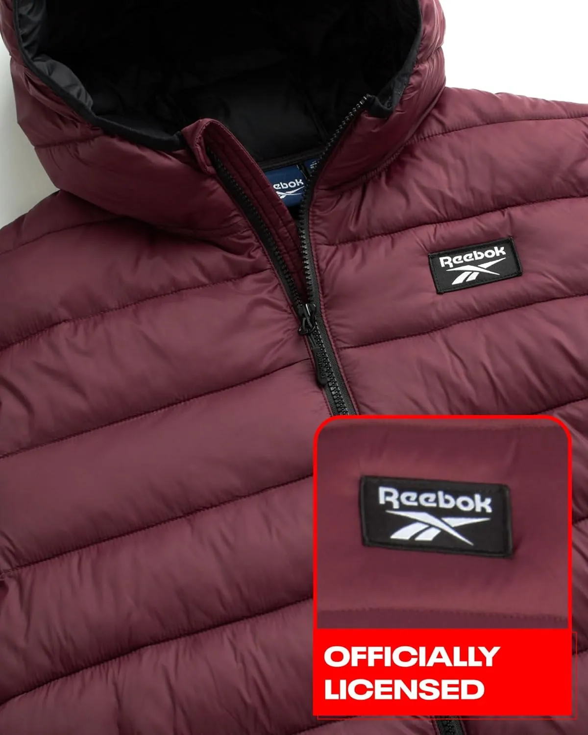 Reebok Mens Jacket - Lightweight Hooded Quilted Puffer Coat - Warm Insulated Winter Jacket for Men (S-4X)