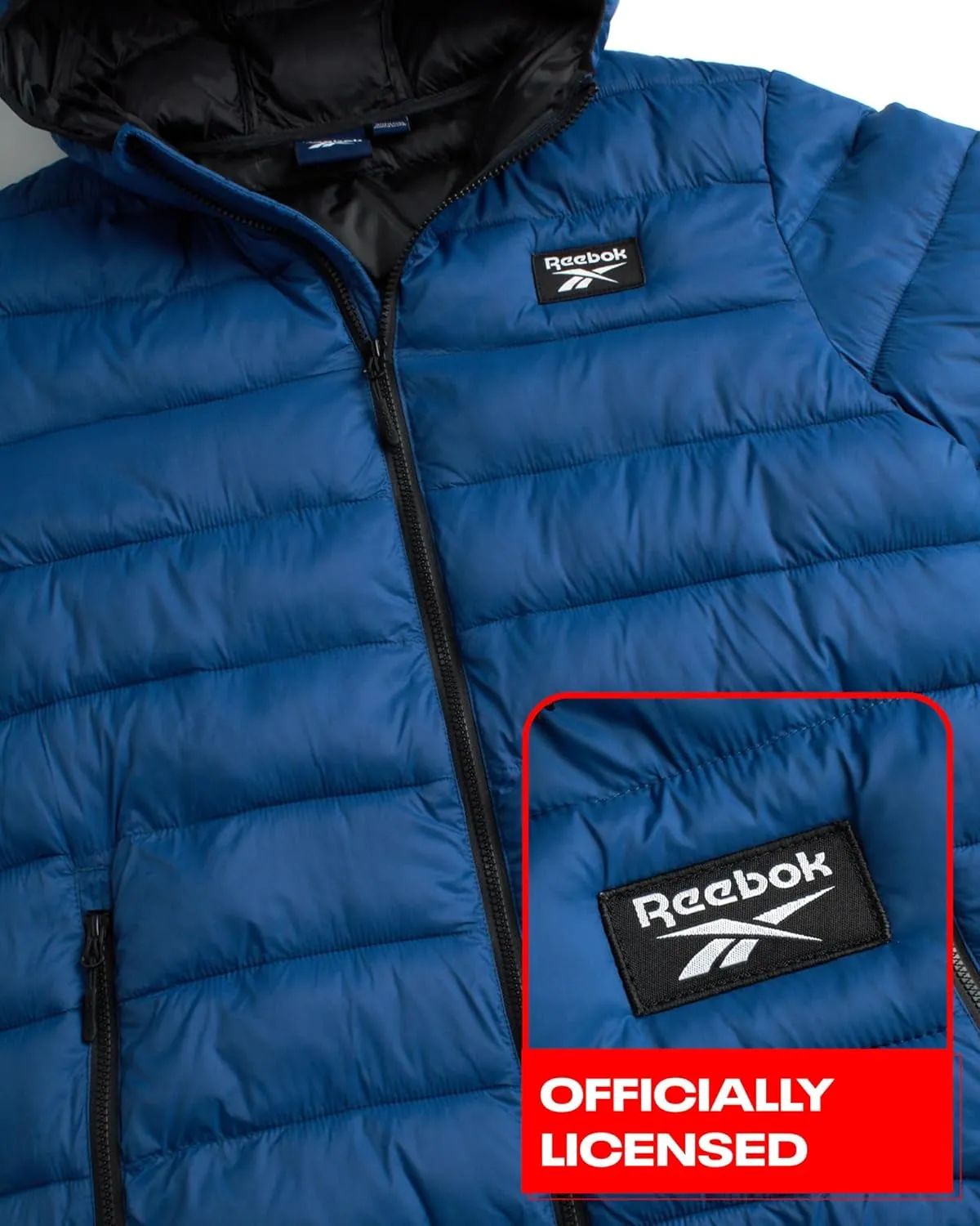 Reebok Mens Jacket - Lightweight Hooded Quilted Puffer Coat - Warm Insulated Winter Jacket for Men (S-4X)