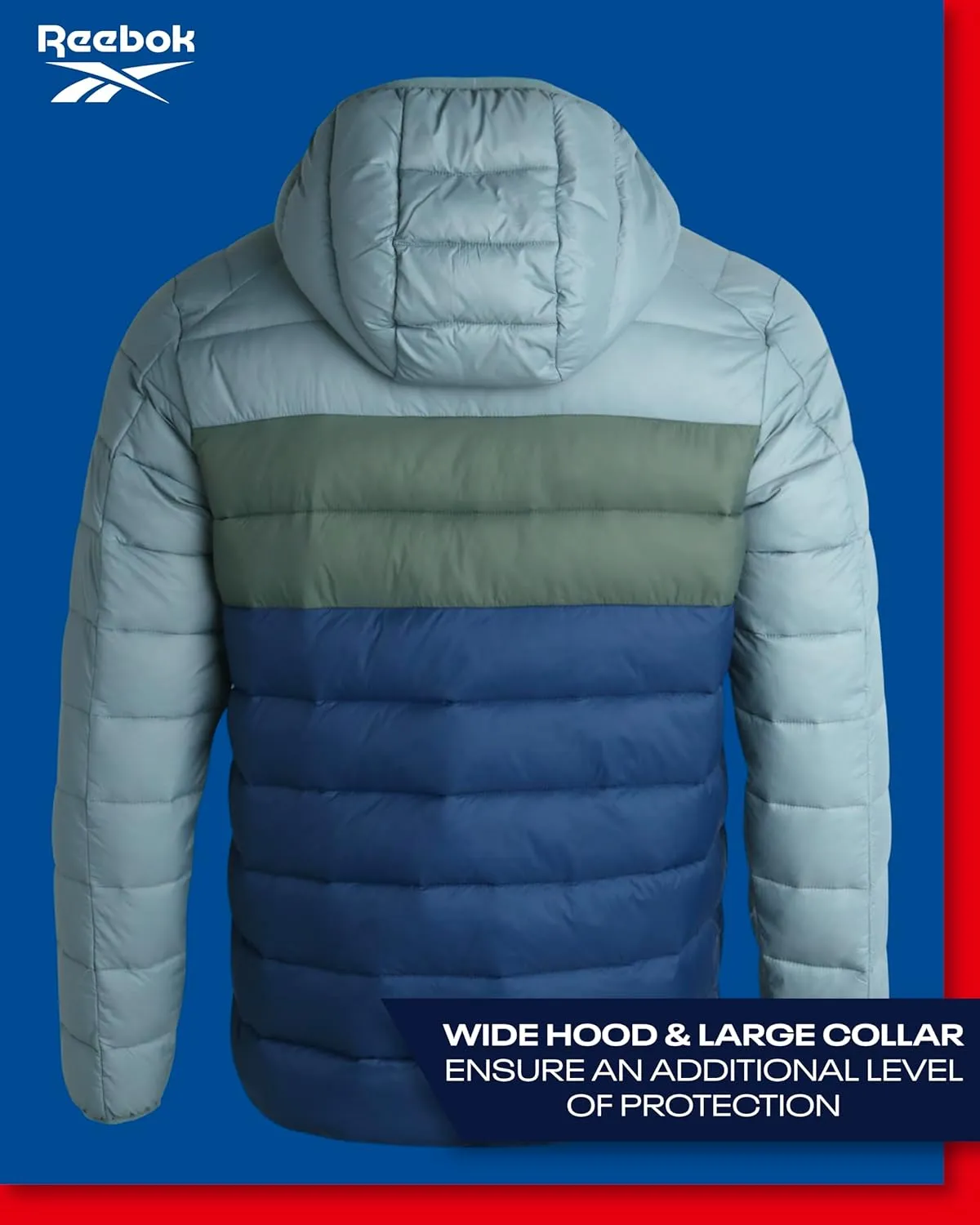 Reebok Men's Jacket – Lightweight Hooded Quilted Puffer Coat – Warm Insulated Winter Jacket for Men (S-4X)
