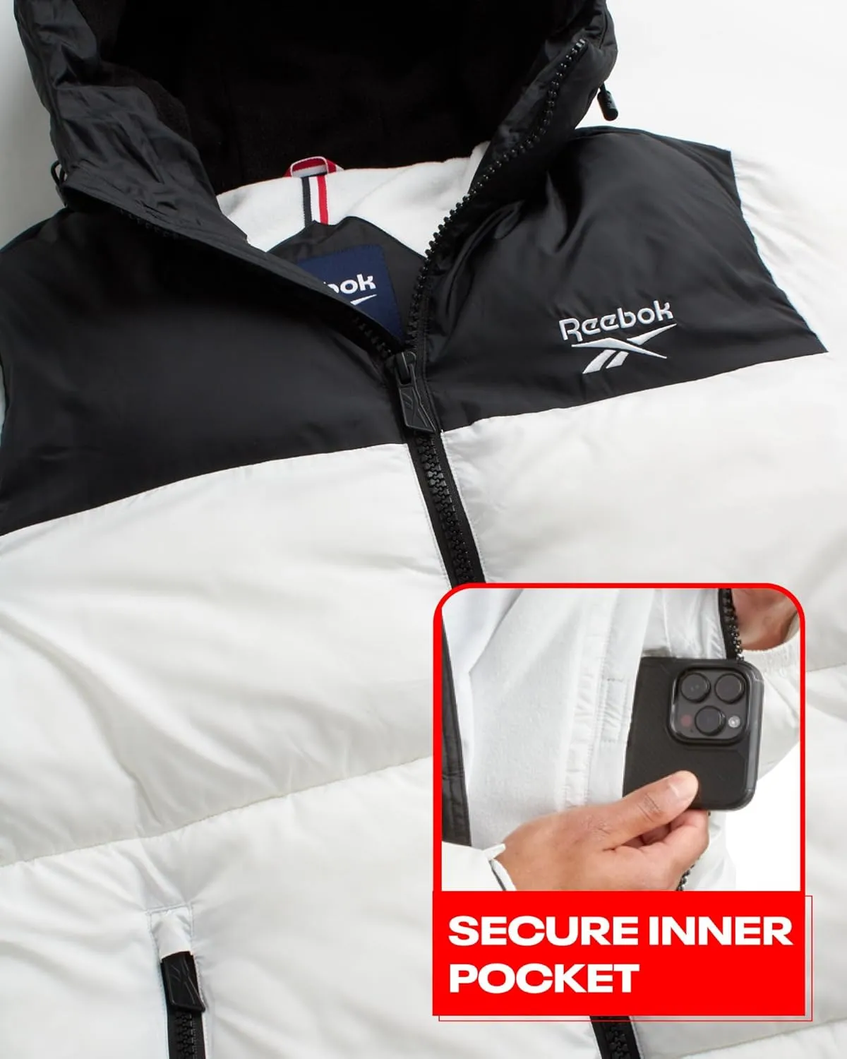 Reebok Mens Puffer Jacket - Heavyweight Quilted Mens Jacket with Wide Hood - Weather Resistant Winter Jackets for Men (S-XL)