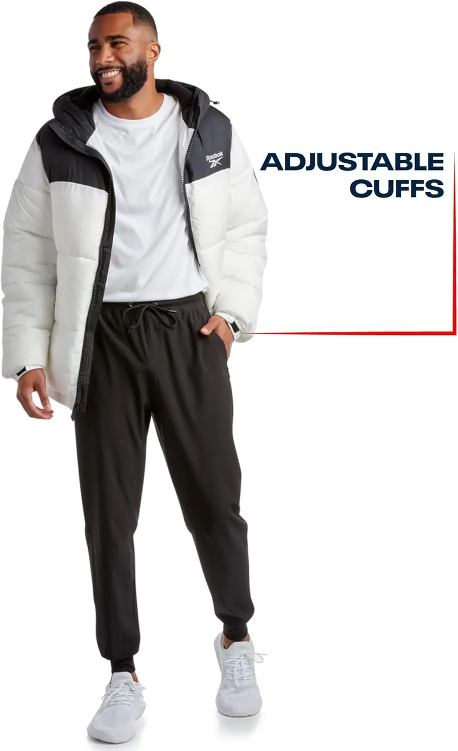 Reebok Mens Puffer Jacket - Heavyweight Quilted Mens Jacket with Wide Hood - Weather Resistant Winter Jackets for Men (S-XL)