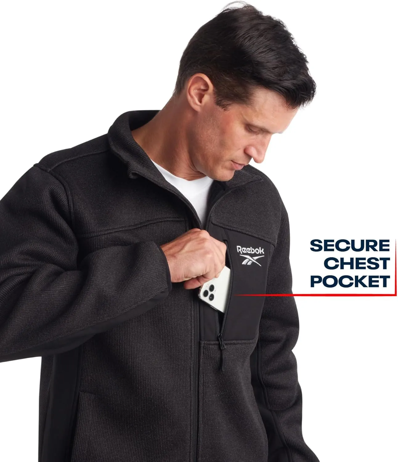 Reebok Men's Sweater Jacket - Fleece Lined Weather Resistant Insulated Outerwear - Cozy Sweater Jackets for Men (Sizes:M-XXL)