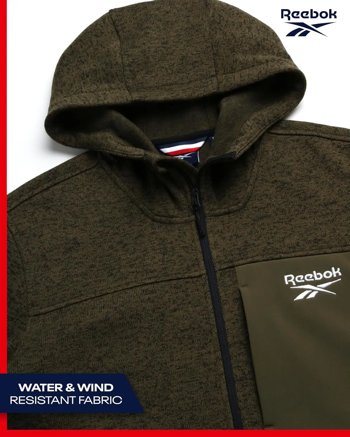 Reebok Men's Sweater Jacket - Fleece Lined Weather Resistant Insulated Outerwear - Cozy Sweater Jackets for Men (Sizes:M-XXL)